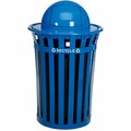 Global Industrial Outdoor Slatted Recycling Can w/Dome Lid, 36 Gallon, Blue 261946BL